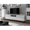 Meuble TV design blanc laqué mat et métal noir 2m15