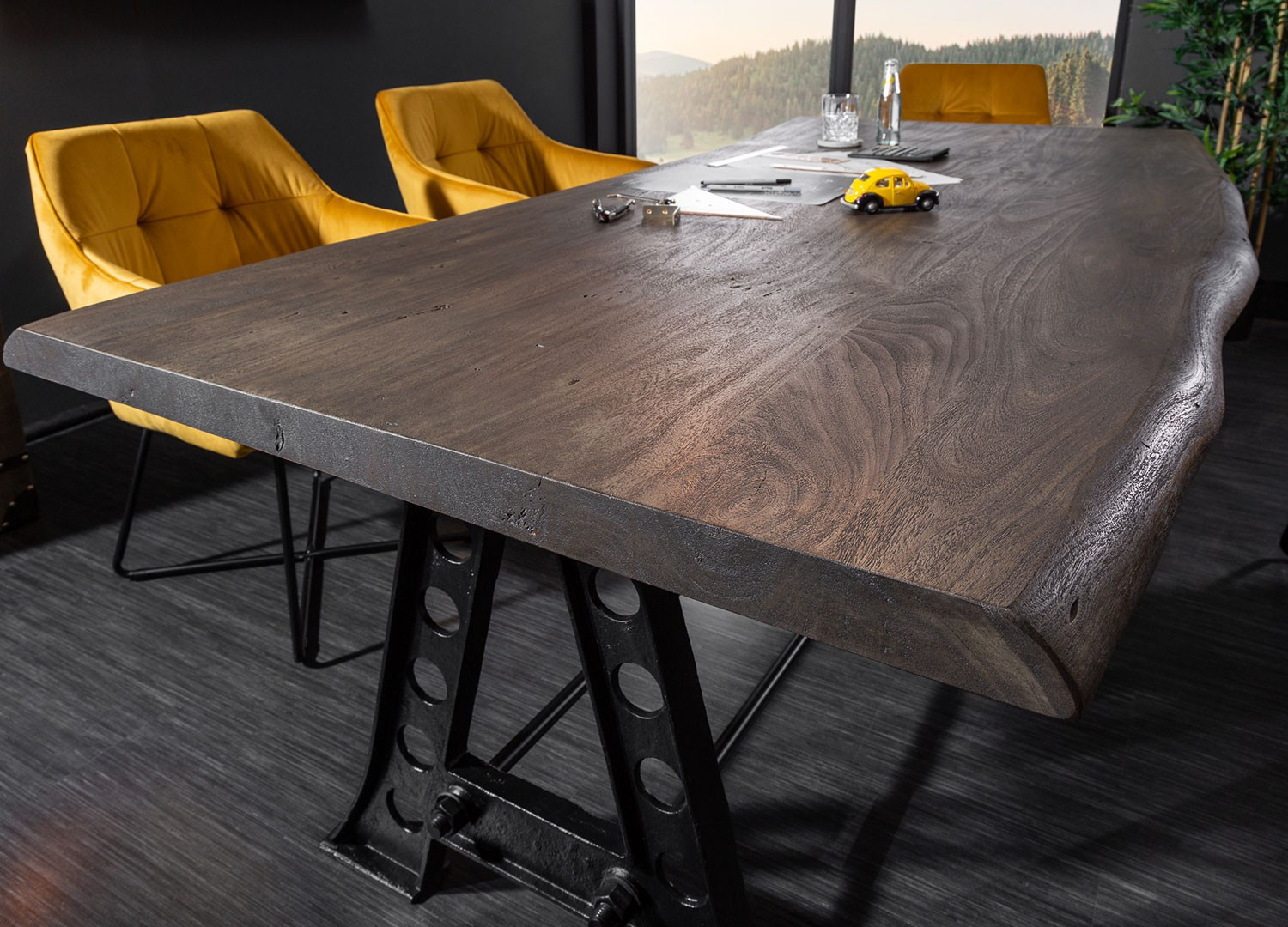 Table à manger industrielle acacia gris 2m20 - Cbc-Meubles