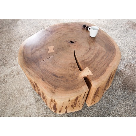 Table basse appoint Ø 60 cm bois massif acacia