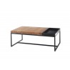 Table basse chêne massif et métal avec plateau intégré