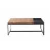 Table basse chêne massif et métal avec plateau intégré