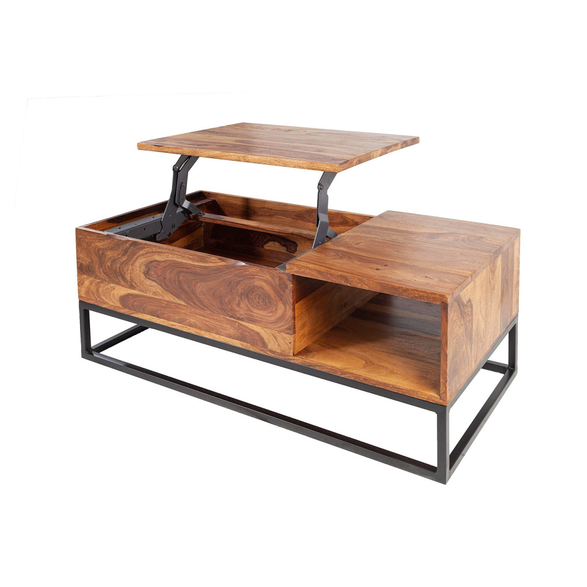 Table basse rectangulaire en bois avec plateau relevable
