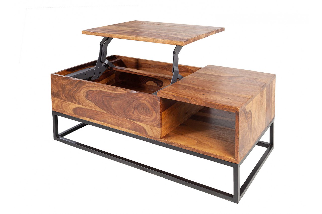 Table basse rectangulaire en bois avec plateau relevable - Cbc-Meubles