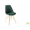 Chaise design velours vert et pieds doré