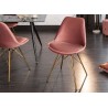 Chaise design velours rose et pieds métal doré