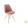 Chaise design velours rose et pieds métal doré