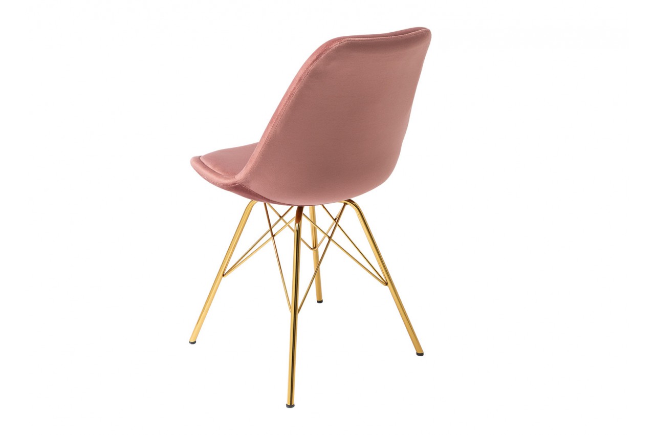 Lot 4 chaises corail modernes pieds métal LOPE - Univers assise Couleur  Rose Matière Tissu