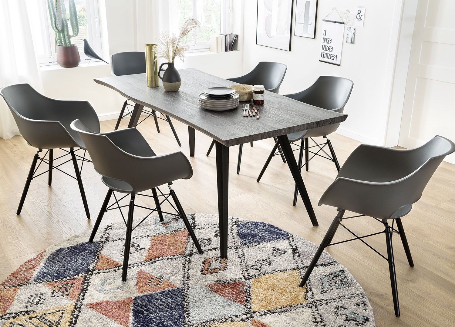 Table de salle à manger chêne grisé 180 cm - Cbc-Meubles