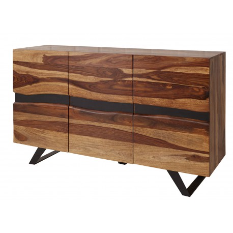 Buffet bois massif sesham et pieds métal 150 cm