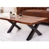 Table basse rectangulaire bois massif et métal 1m10