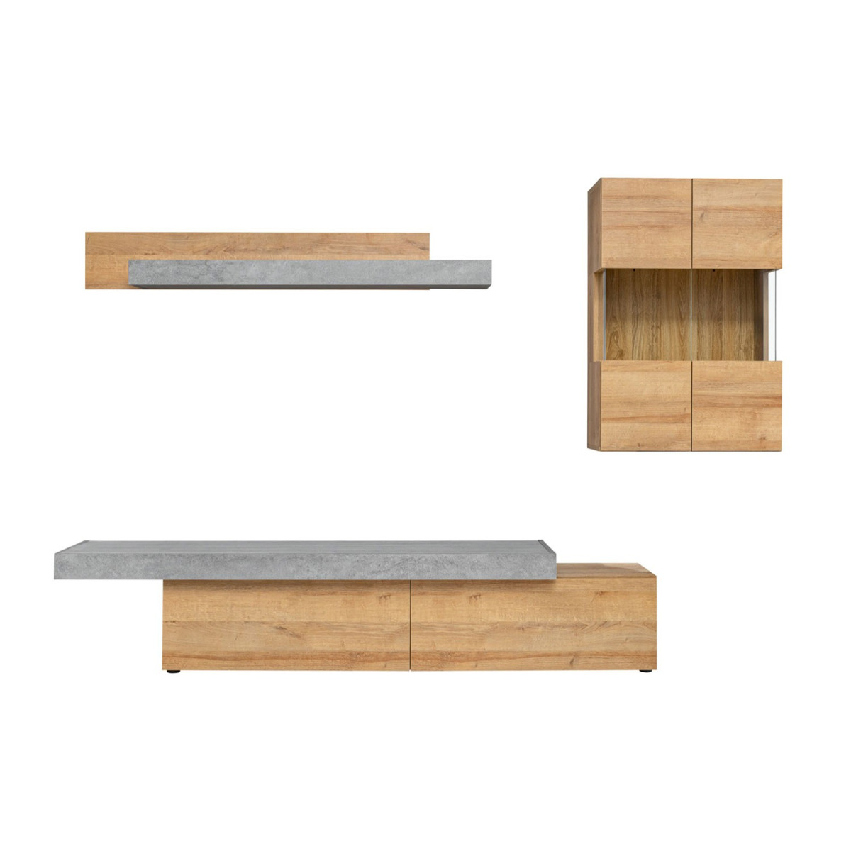 Meuble tv design bois et béton 2m50