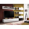 Meuble TV design mural blanc et marron foncé