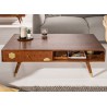 Table basse rectangulaire bois massif 2 tiroirs 117 cm