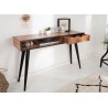 Console en bois massif et pied noir métal 120 cm