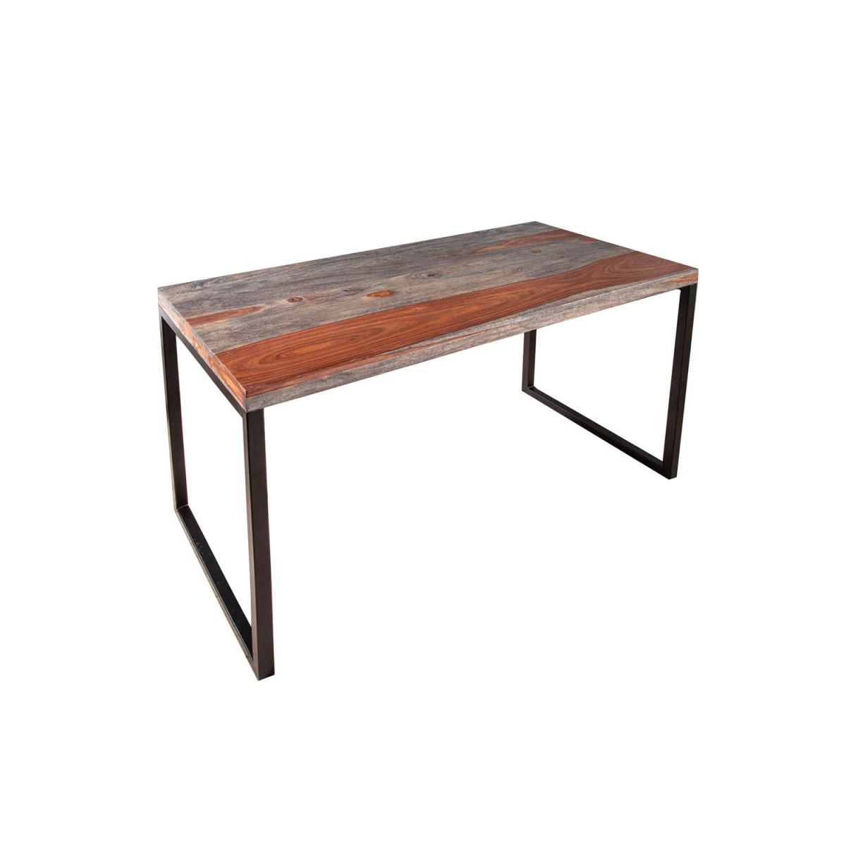 Bureau plateau bois massif et structure métal 118 cm