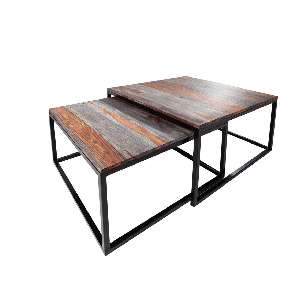 Lot de 2 tables basses emboîtables carrées