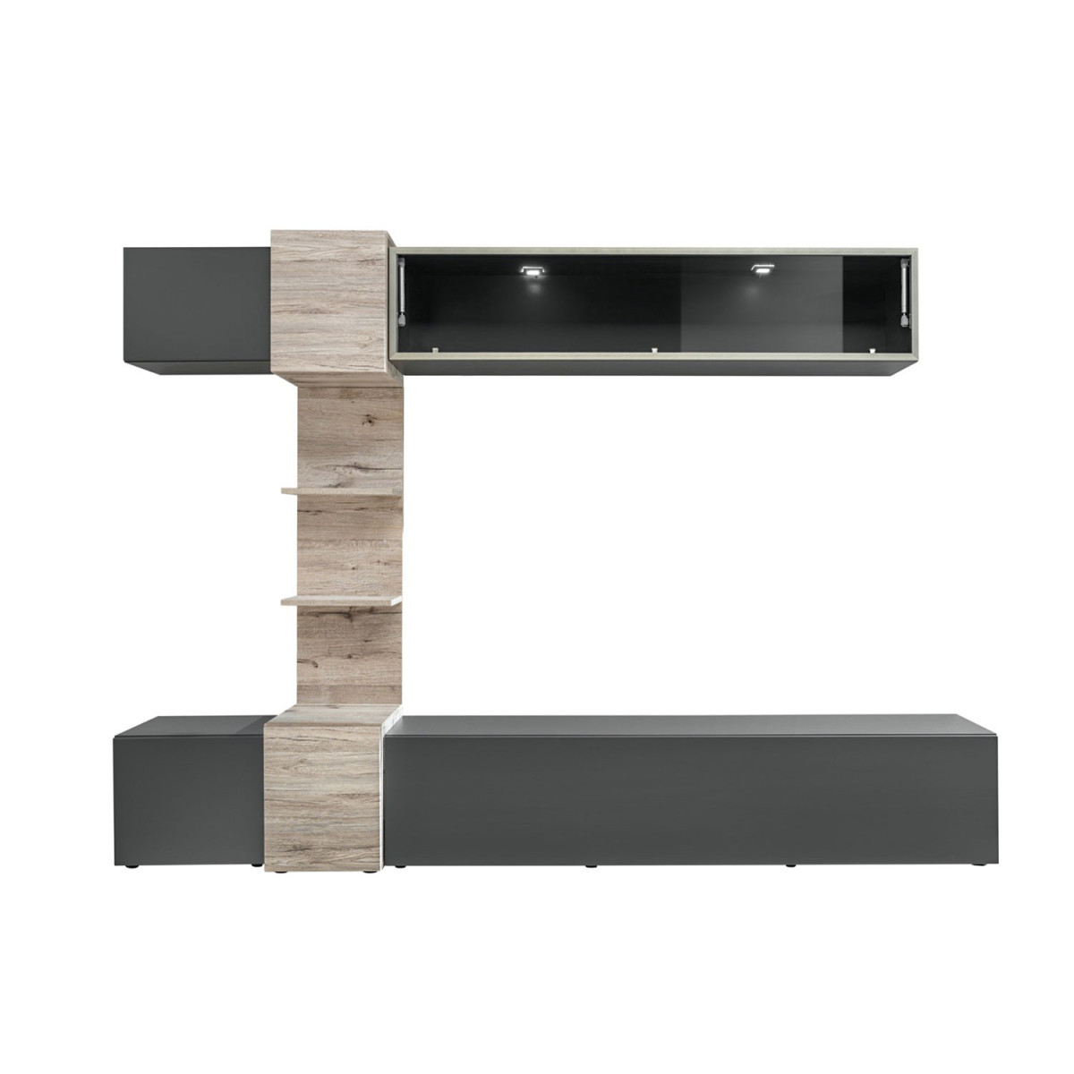 Meuble tv gris anthracite et bois à led
