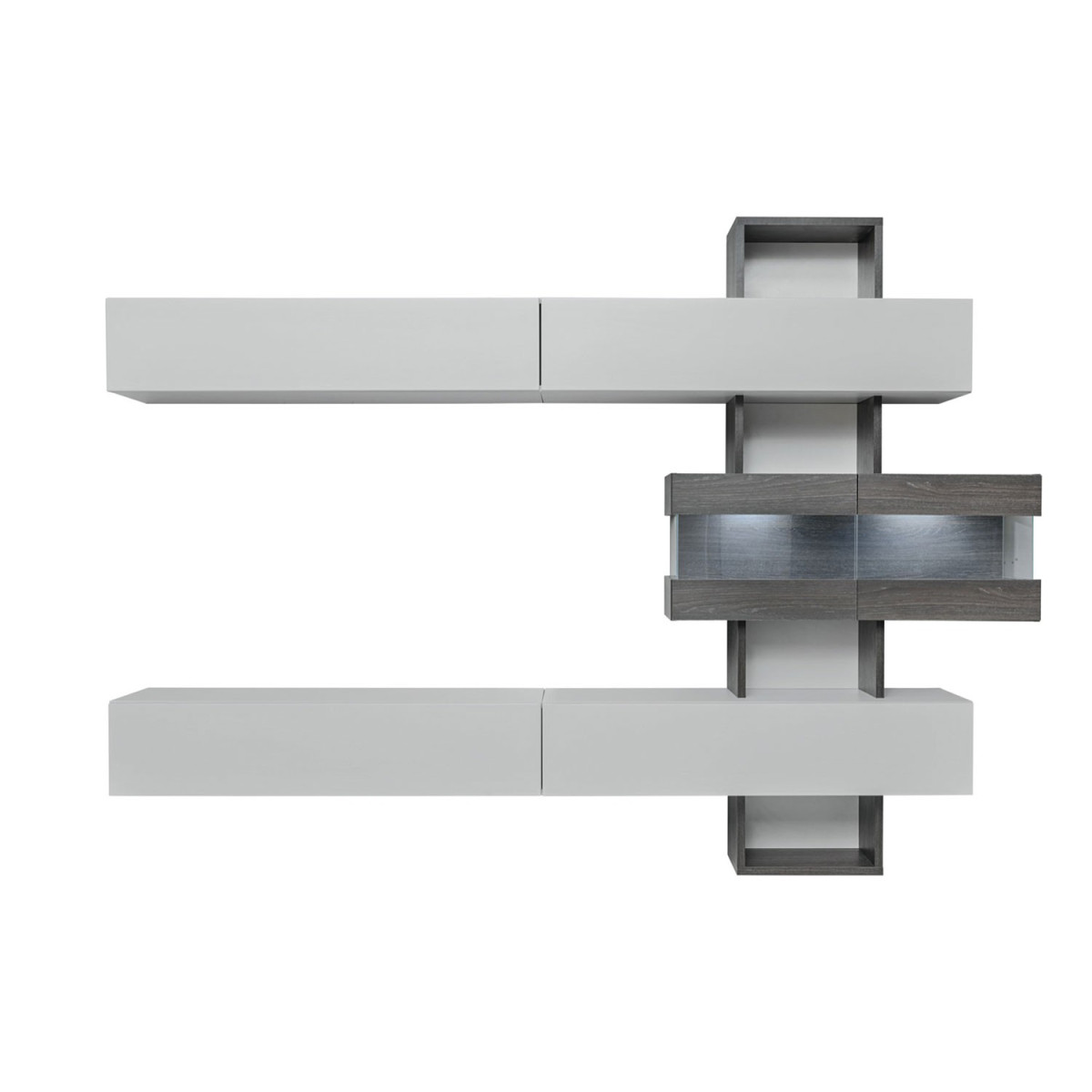 Ensemble tv mural suspendu gris perle et chêne graphite