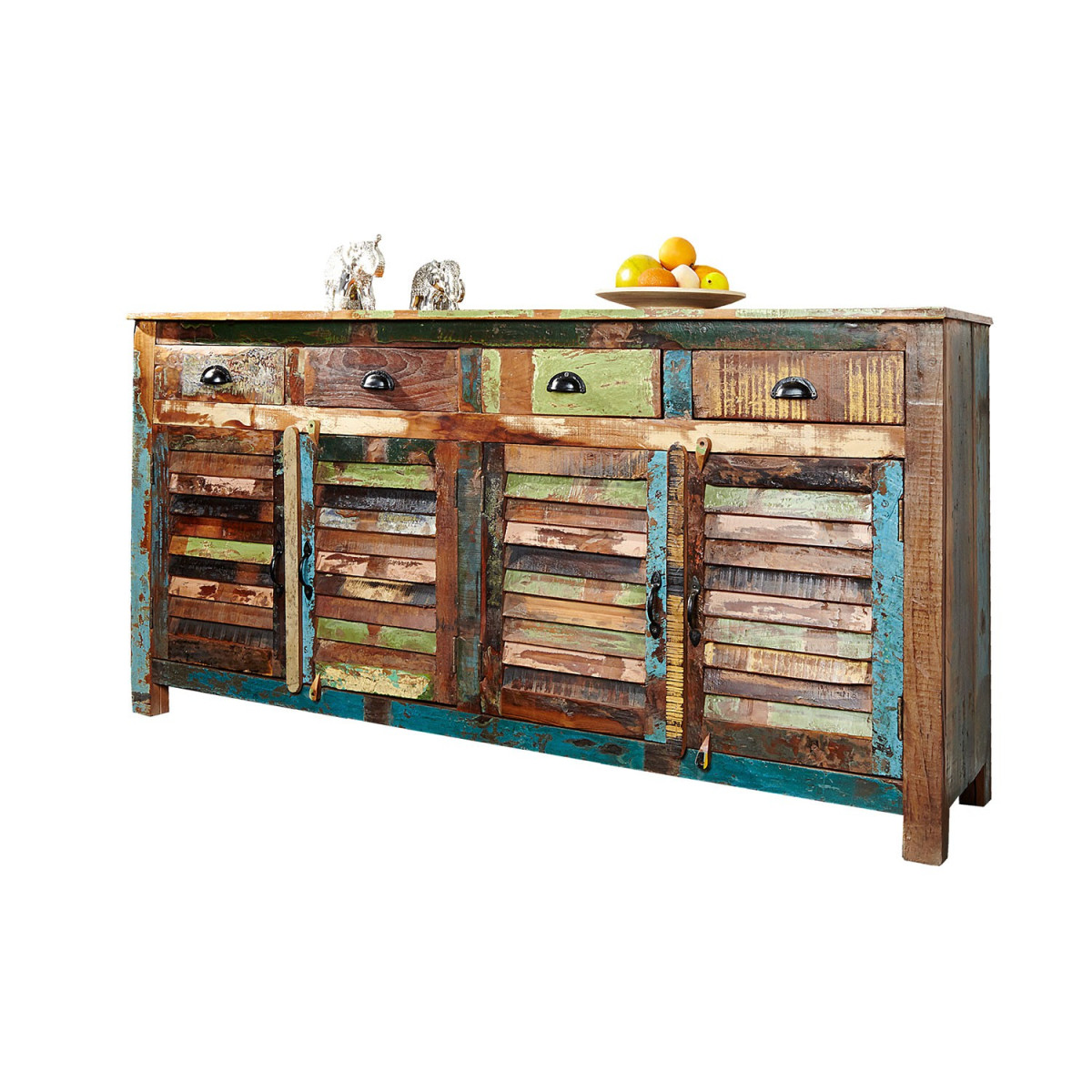 Buffet en bois recyclé coloré 1m60