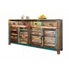 Buffet en bois recyclé coloré 1m60