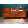 Buffet bois d'acacia marron et pieds doré 165 cm