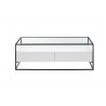 Table basse blanche rectangulaire avec plateau en verre