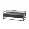 Table basse noir rectangulaire avec plateau en verre