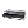 Table basse noir rectangulaire avec plateau en verre