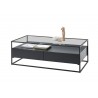 Table basse noir rectangulaire avec plateau en verre