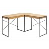 Bureau d'angle design chêne naturel et pied métal noir