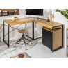 Bureau d'angle design chêne naturel et pied métal noir