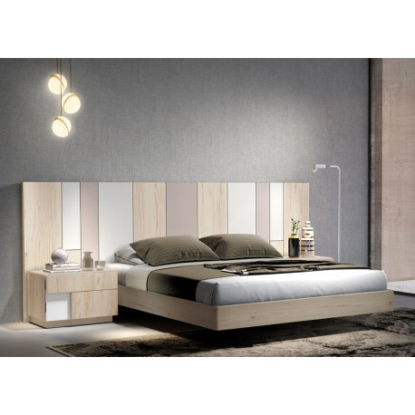 Lit adulte moderne 160x200 cm avec tête de lit multicolore