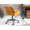 Chaise de bureau design velours jaune moutarde