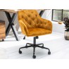 Chaise de bureau design velours jaune moutarde