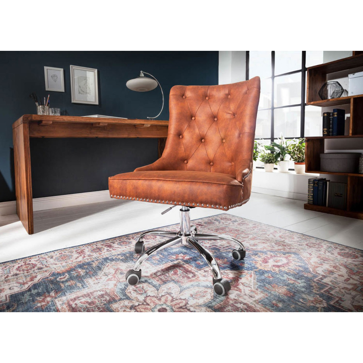 Fauteuil de bureau marron style anglais