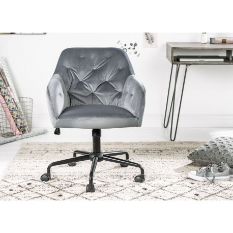 Chaise de bureau tulipe tissu gris sur roulettes - Cbc-Meubles