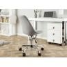 Chaise de bureau tulipe tissu gris sur roulettes