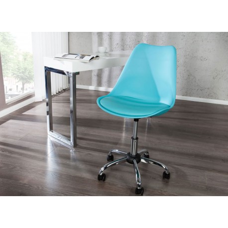 Chaise de bureau réglable en hauteur bleu turquoise