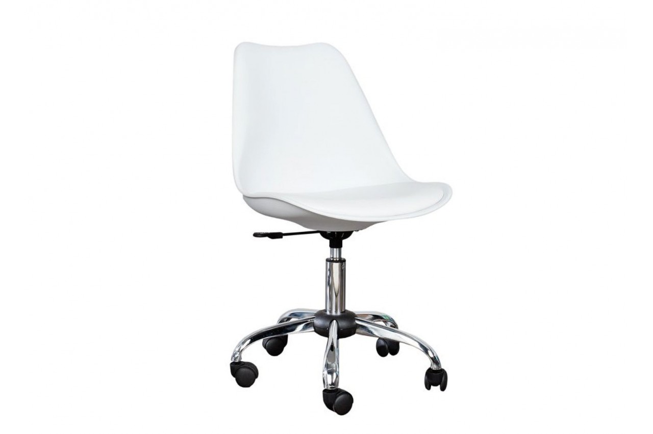 Chaise de bureau réglable en hauteur en simili cuir blanc - Cbc-Meubles