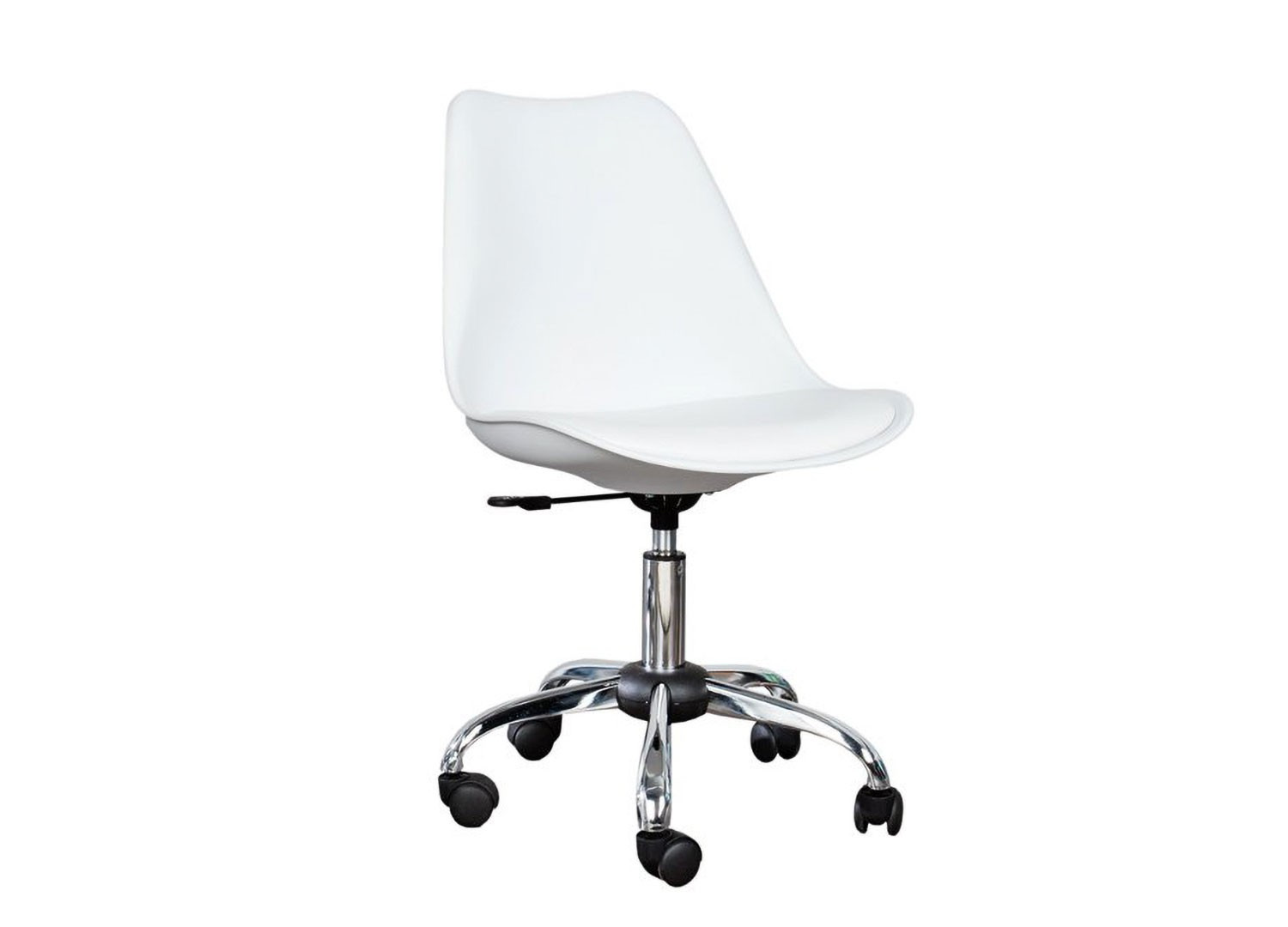 Chaise de bureau réglable en hauteur en simili cuir blanc - Cbc-Meubles