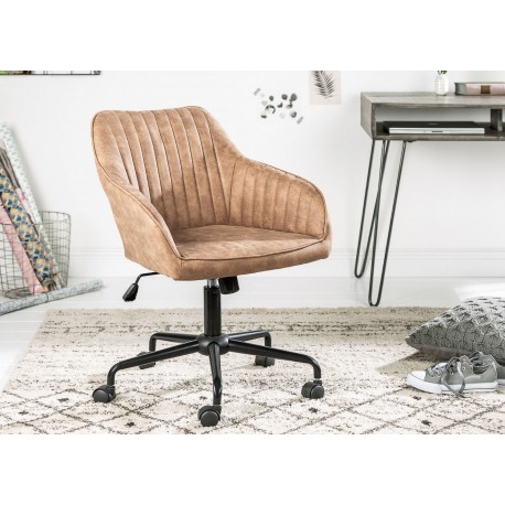 Chaise de bureau taupe pivotante avec accoudoirs