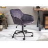Chaise de bureau velours gris foncé pivotante avec accoudoirs