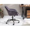 Chaise de bureau velours gris foncé pivotante avec accoudoirs