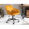 Chaise de bureau velours jaune or pivotante avec accoudoirs