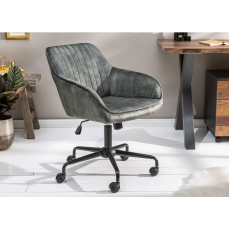 Chaise de bureau tulipe tissu gris sur roulettes - Cbc-Meubles