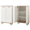 Armoire de rangement 2 portes blanc et bois