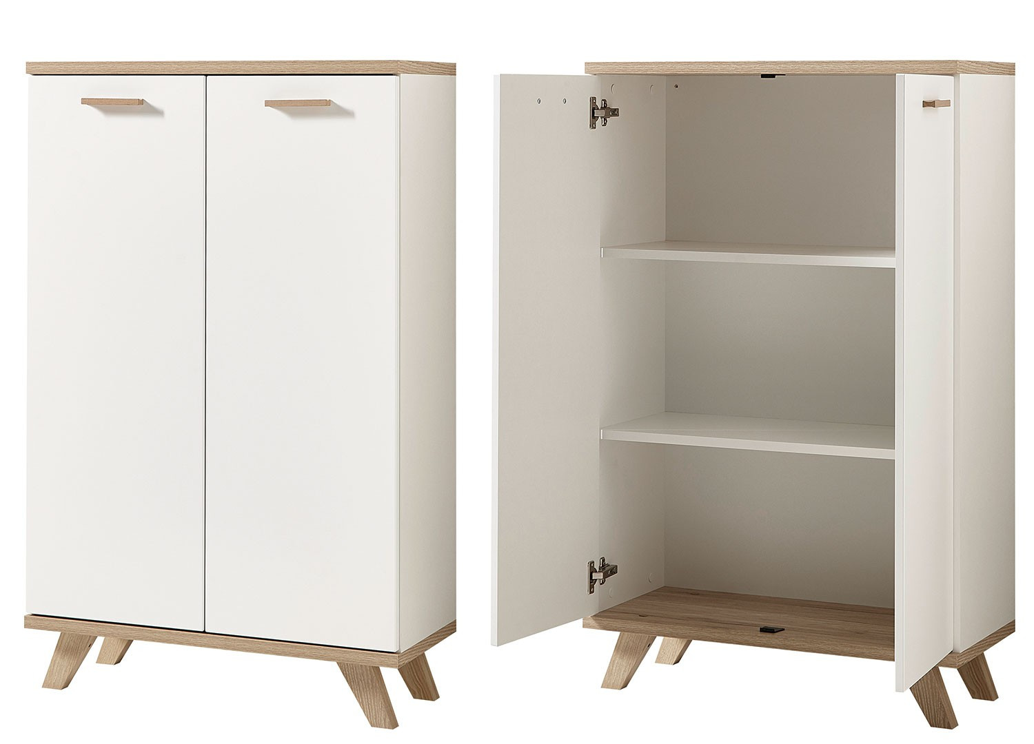 Armoire de rangement 2 portes blanc et bois - Cbc-Meubles