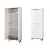 Grande armoire de rangement 2 portes blanc et bois