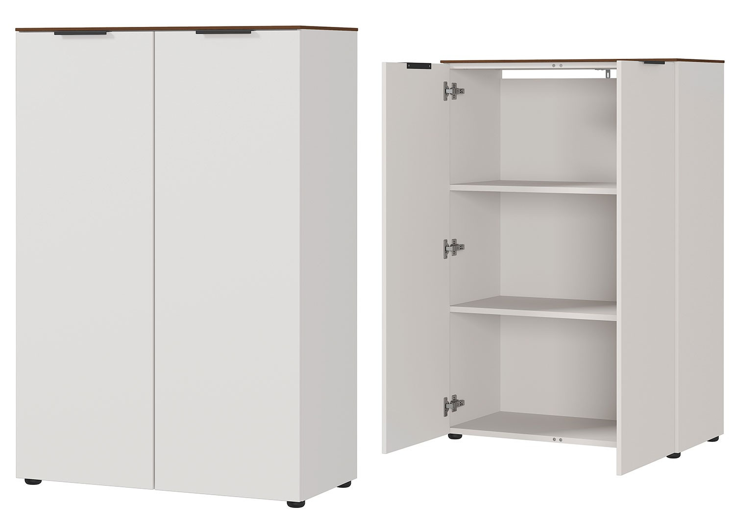 Armoire haute de rangement pour bureau cachemire et noyer