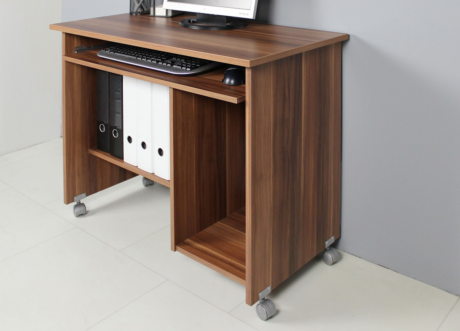 Bureau d'ordinateur compact avec rangement pas cher